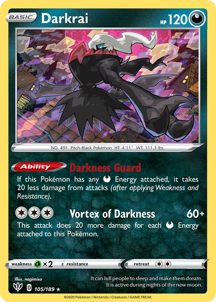 Darkrai (105/189) [Sword & Shield: Darkness Ablaze] | Jack's On Queen