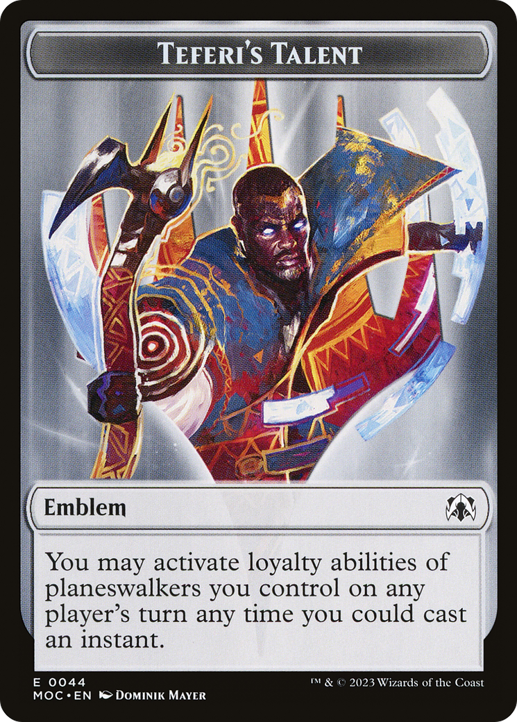 First Mate Ragavan // Teferi's Talent Emblem Double-Sided Token [March of the Machine Commander Tokens] | Jack's On Queen
