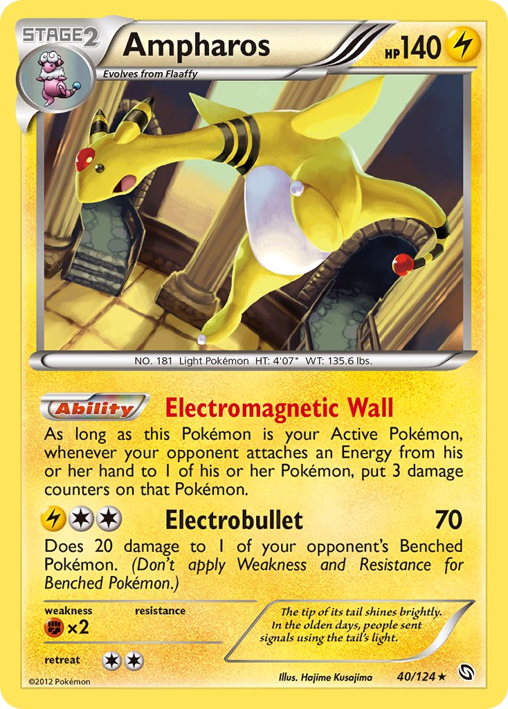 Ampharos (40/124) (Cosmos Holo) (Blister Exclusive) [Black & White: Dragons Exalted] | Jack's On Queen