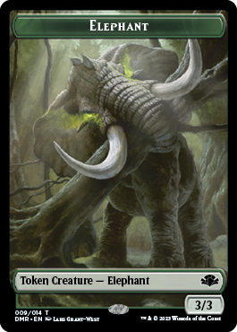 Elephant // Saproling Double-Sided Token [Dominaria Remastered Tokens] | Jack's On Queen