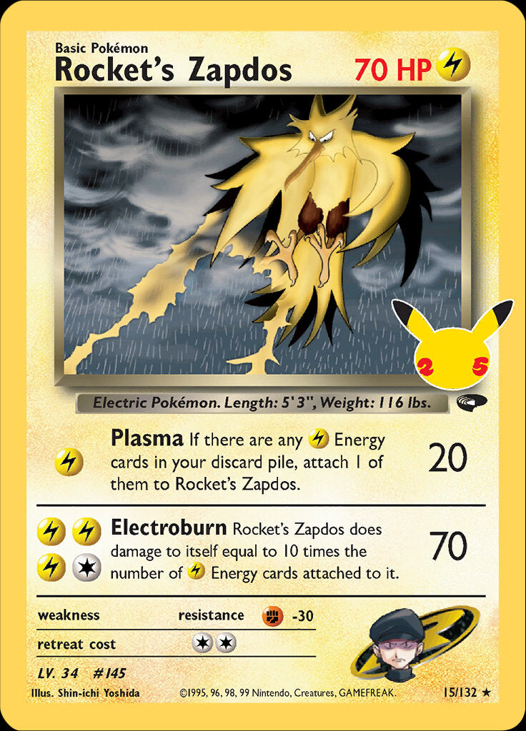 Rocket's Zapdos (15/132) [Celebrations: 25th Anniversary - Classic Collection] | Jack's On Queen