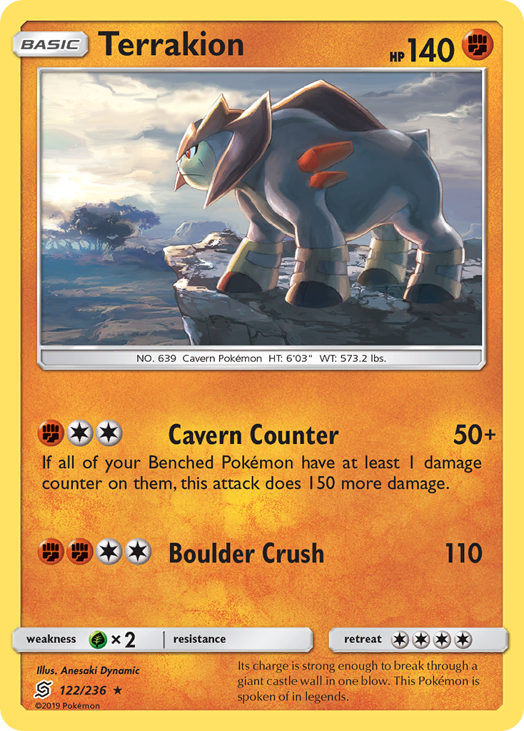 Terrakion (122/236) [Sun & Moon: Unified Minds] | Jack's On Queen