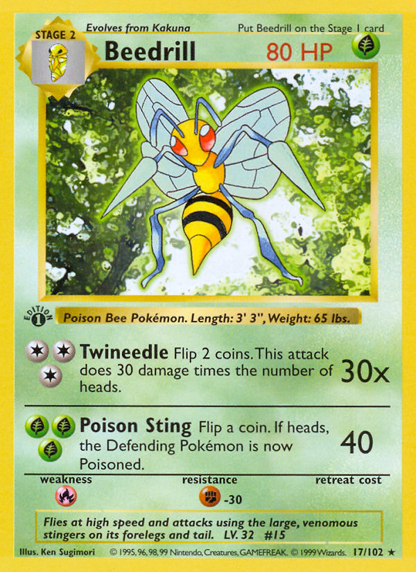 Beedrill (17/102) (Shadowless) [Base Set 1st Edition] | Jack's On Queen