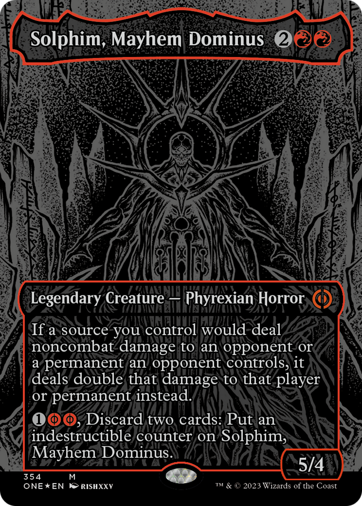 Solphim, Mayhem Dominus (Oil Slick Raised Foil) [Phyrexia: All Will Be One] | Jack's On Queen