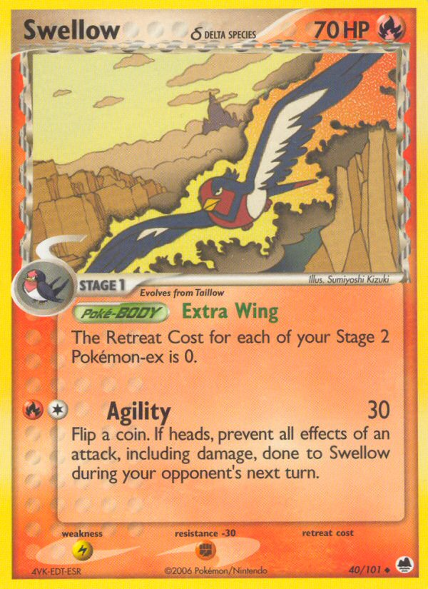 Swellow (40/101) (Delta Species) [EX: Dragon Frontiers] | Jack's On Queen