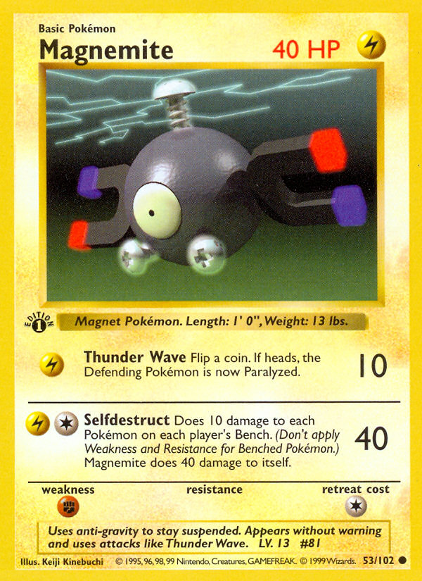 Magnemite (53/102) (Shadowless) [Base Set 1st Edition] | Jack's On Queen