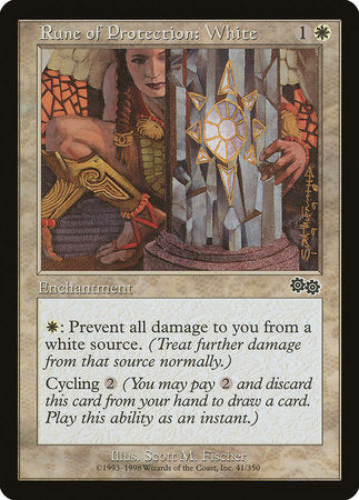 Rune of Protection: White [Urza's Saga] | Jack's On Queen