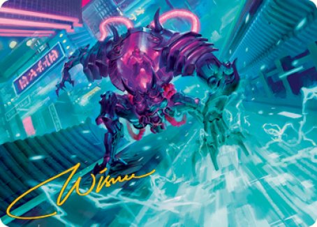 Surgehacker Mech Art Card (Gold-Stamped Signature) [Kamigawa: Neon Dynasty Art Series] | Jack's On Queen