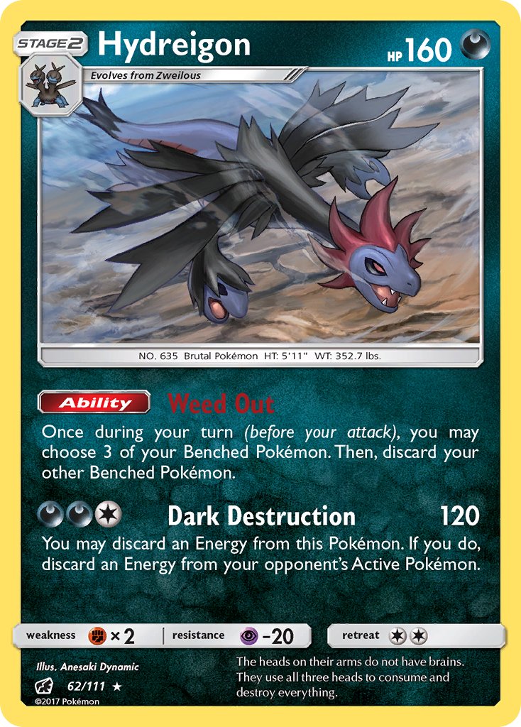 Hydreigon (62/111) (Cracked Ice Holo) (Theme Deck Exclusive) [Sun & Moon: Crimson Invasion] | Jack's On Queen