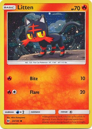 Litten (24/149) (Cosmos Holo) [Sun & Moon: Base Set] | Jack's On Queen