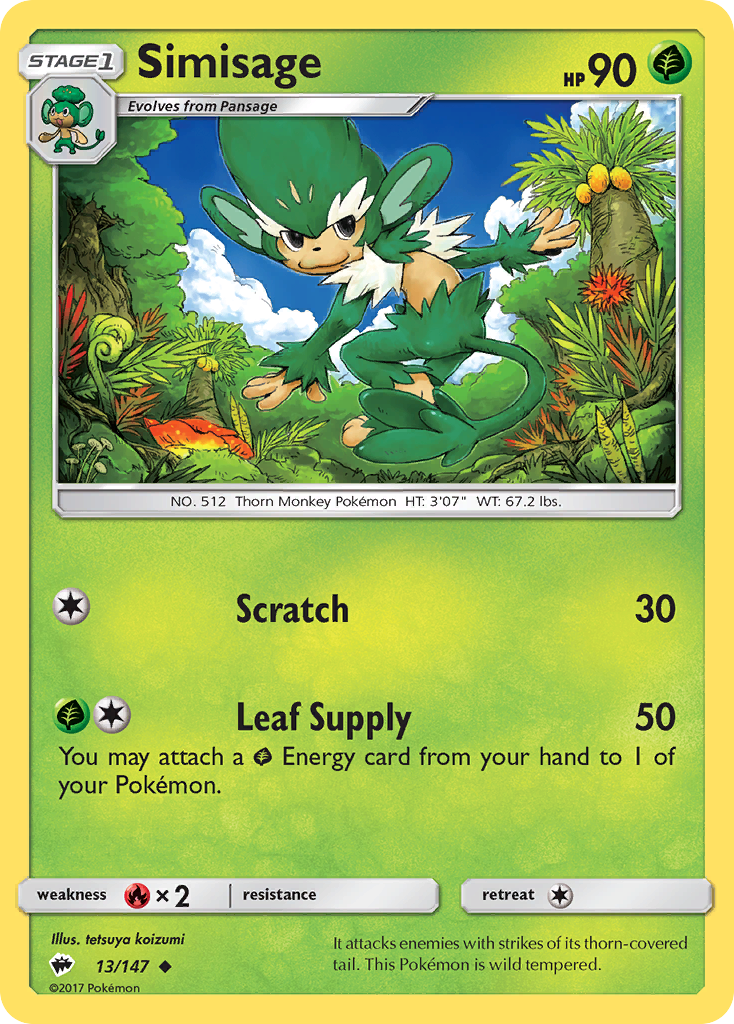 Simisage (13/147) [Sun & Moon: Burning Shadows] | Jack's On Queen
