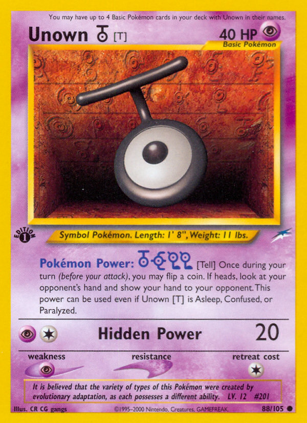 Unown [T] (88/105) [Neo Destiny 1st Edition] | Jack's On Queen