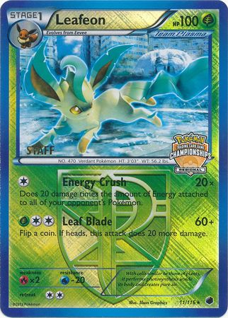 Leafeon (11/116) (Regional Championship Promo Staff) [Black & White: Plasma Freeze] | Jack's On Queen