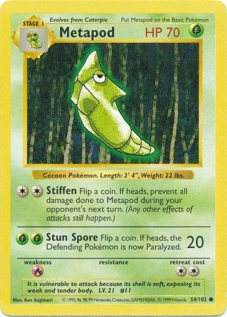 Metapod (54/102) [Base Set Shadowless Unlimited] | Jack's On Queen