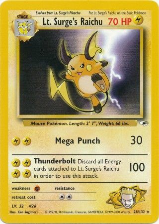Lt. Surge's Raichu (28/132) [Gym Heroes Unlimited] | Jack's On Queen