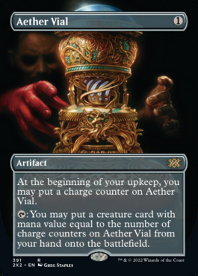 Aether Vial (Borderless Alternate Art) [Double Masters 2022] | Jack's On Queen