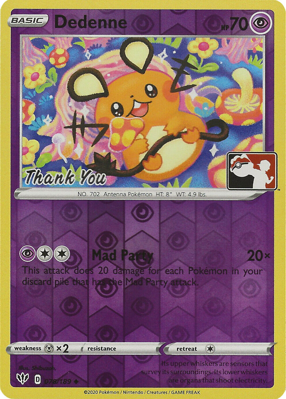 Dedenne (078/189) (Thank You Promo) [Sword & Shield: Darkness Ablaze] | Jack's On Queen