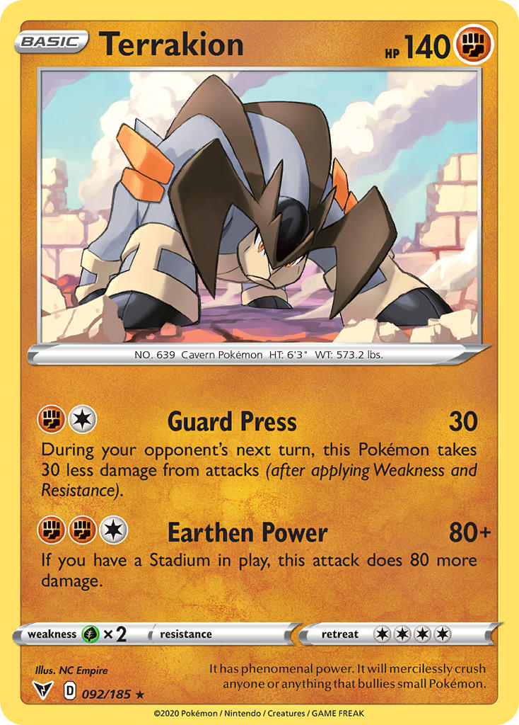 Terrakion (092/185) [Sword & Shield: Vivid Voltage] | Jack's On Queen