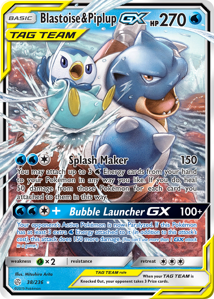 Blastoise & Piplup GX (38/236) [Sun & Moon: Cosmic Eclipse] | Jack's On Queen