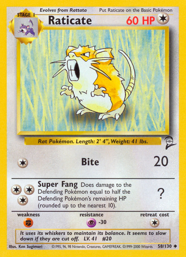 Raticate (58/130) [Base Set 2] | Jack's On Queen