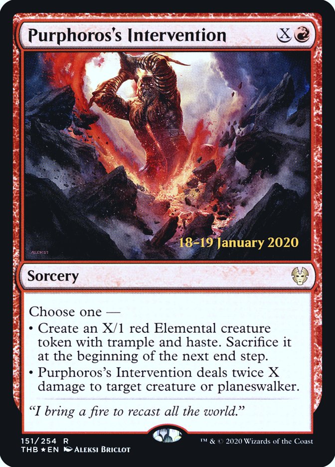 Purphoros's Intervention [Theros Beyond Death Prerelease Promos] | Jack's On Queen
