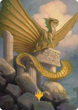 Ancient Gold Dragon Art Card (05) (Gold-Stamped Signature) [Commander Legends: Battle for Baldur's Gate Art Series] | Jack's On Queen