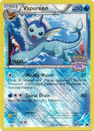 Vaporeon (25/108) (State Province Championship 2013 Promo Staff) [Black & White: Dark Explorers] | Jack's On Queen