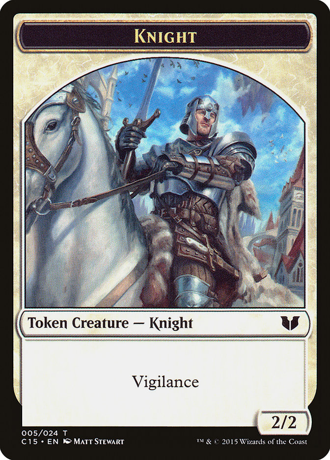 Knight (005) // Spirit (023) Double-Sided Token [Commander 2015 Tokens] | Jack's On Queen