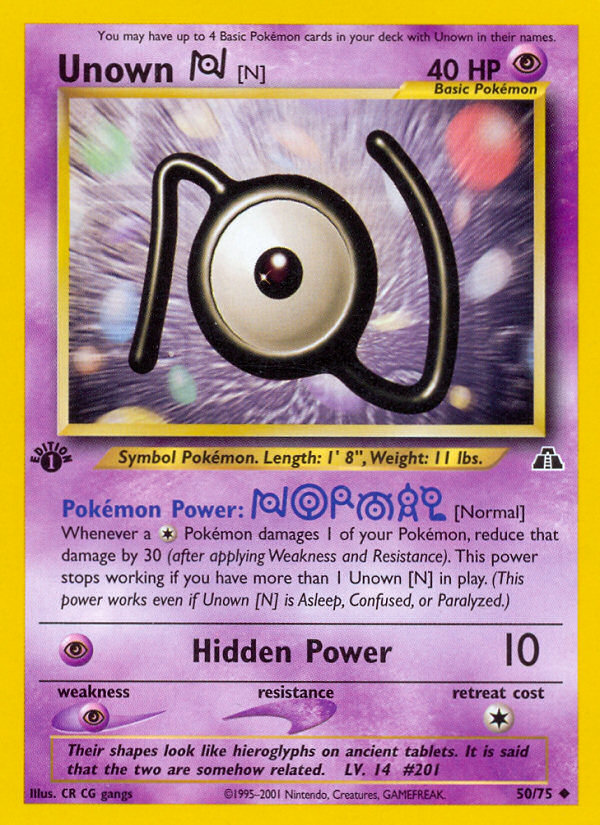 Unown [N] (50/75) [Neo Discovery 1st Edition] | Jack's On Queen