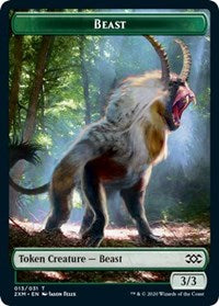 Beast // Saproling Double-sided Token [Double Masters Tokens] | Jack's On Queen