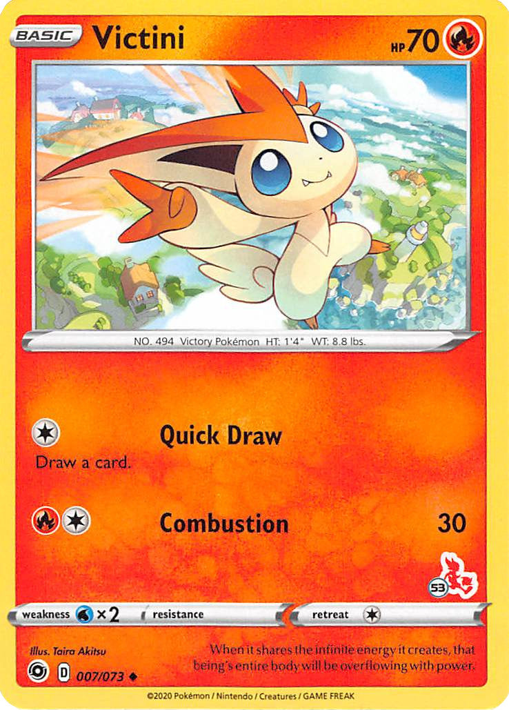 Victini (007/073) (Cinderace Stamp #53) [Battle Academy 2022] | Jack's On Queen