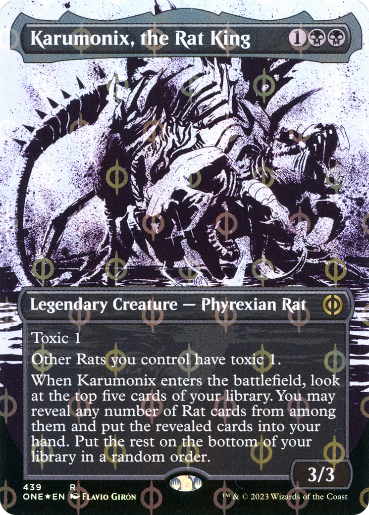 Karumonix, the Rat King (Borderless Ichor Step-and-Compleat Foil) [Phyrexia: All Will Be One] | Jack's On Queen