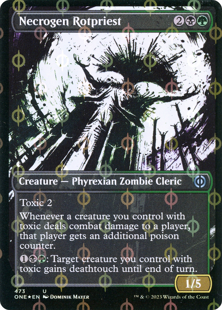 Necrogen Rotpriest (Borderless Ichor Step-and-Compleat Foil) [Phyrexia: All Will Be One] | Jack's On Queen