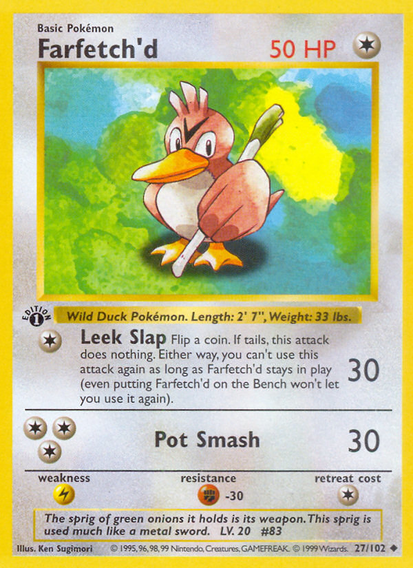 Farfetch'd (27/102) (Shadowless) [Base Set 1st Edition] | Jack's On Queen