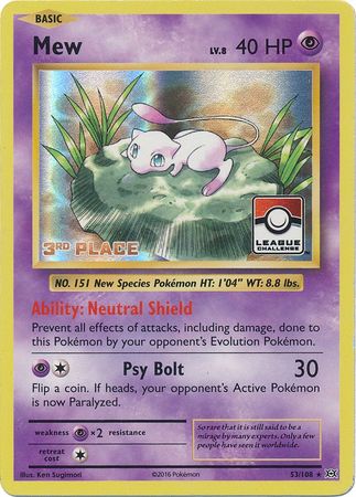 Mew (53/108) (League Promo 3rd Place) [XY: Evolutions] | Jack's On Queen