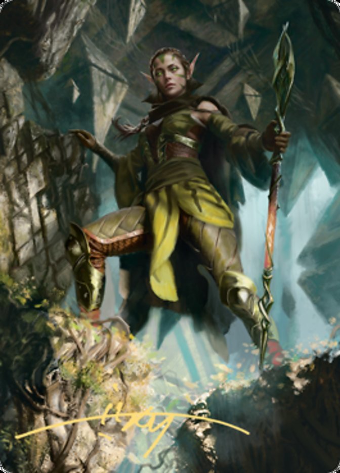 Nissa of Shadowed Boughs 1 Art Card (Gold-Stamped Signature) [Zendikar Rising Art Series] | Jack's On Queen