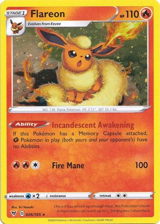 Flareon (026/185) (Cosmos Holo) [Sword & Shield: Vivid Voltage] | Jack's On Queen
