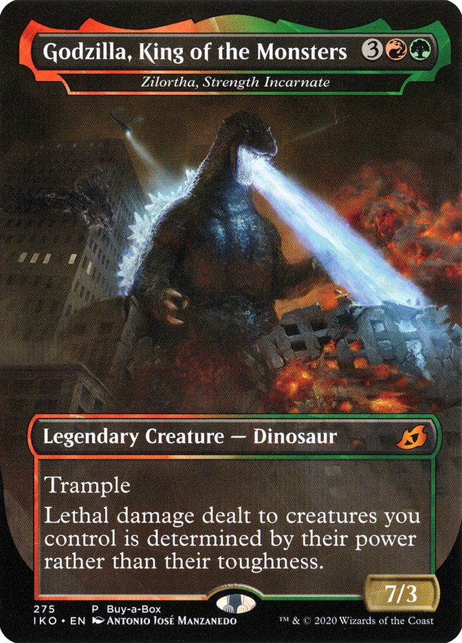 Zilortha, Strength Incarnate - Godzilla, King of the Monsters (Buy-A-Box) [Ikoria: Lair of Behemoths Promos] | Jack's On Queen