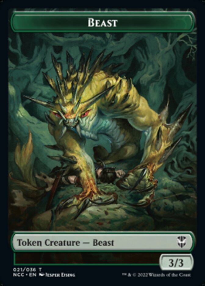 Plant // Beast Double-sided Token [Streets of New Capenna Commander Tokens] | Jack's On Queen