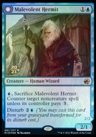 Malevolent Hermit // Benevolent Geist [Innistrad: Midnight Hunt Prerelease Promos] | Jack's On Queen