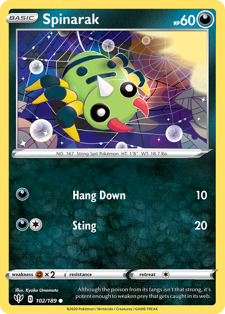 Spinarak (102/189) [Sword & Shield: Darkness Ablaze] | Jack's On Queen