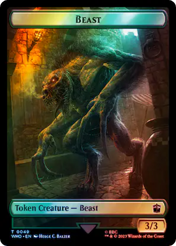 Soldier // Beast Double-Sided Token (Surge Foil) [Doctor Who Tokens] | Jack's On Queen