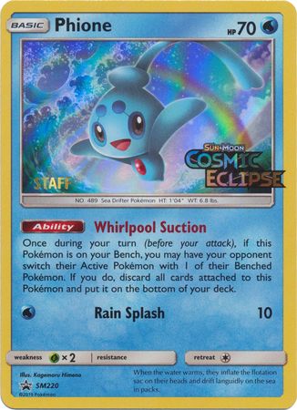Phione (SM220) (Staff Prerelease Promo) [Sun & Moon: Black Star Promos] | Jack's On Queen