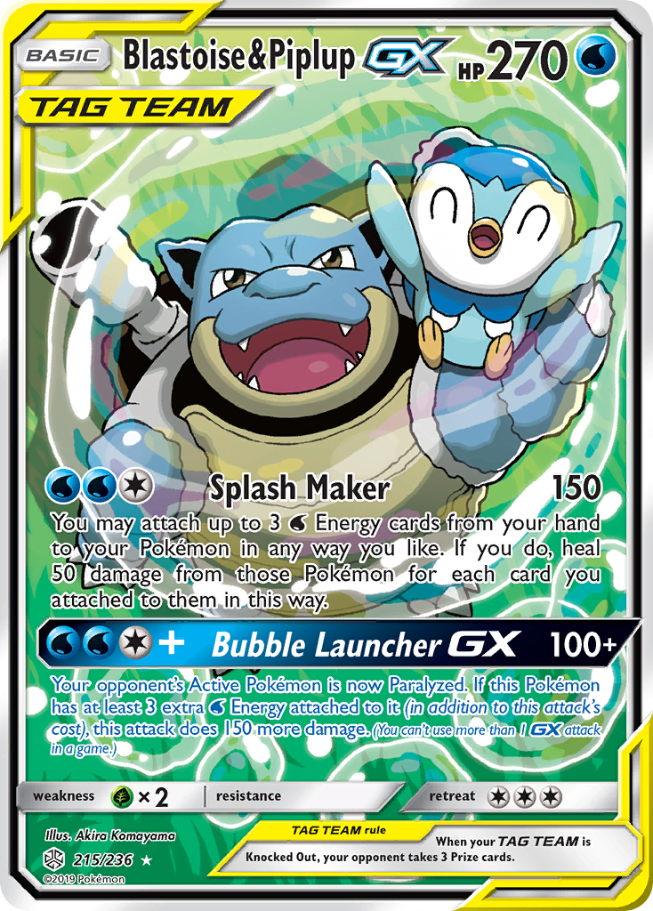 Blastoise & Piplup GX (215/236) [Sun & Moon: Cosmic Eclipse] | Jack's On Queen