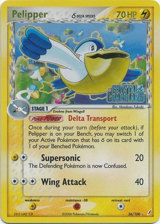Pelipper (26/100) (Delta Species) (Stamped) [EX: Crystal Guardians] | Jack's On Queen