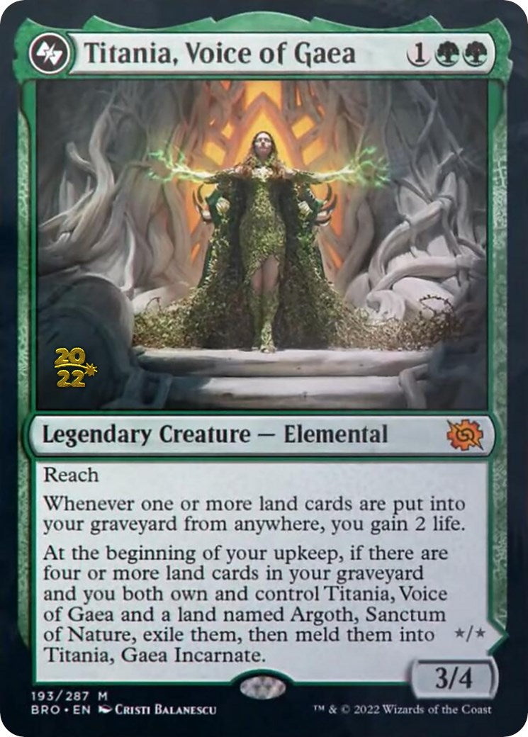 Titania, Voice of Gaea [The Brothers' War Prerelease Promos] | Jack's On Queen