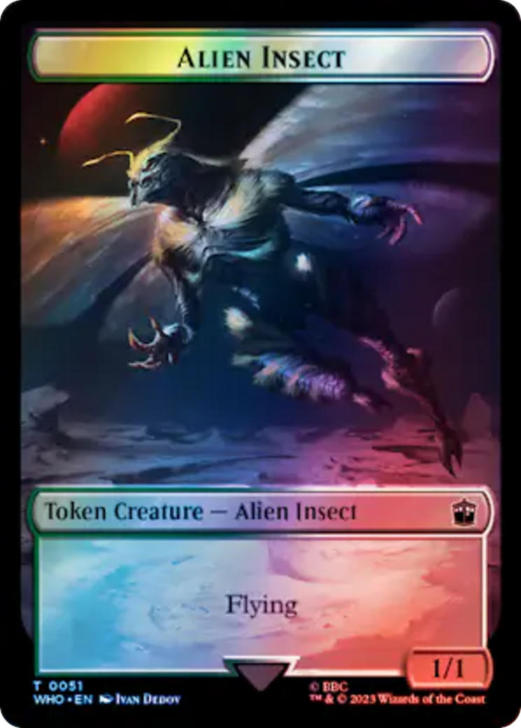 Soldier // Alien Insect Double-Sided Token (Surge Foil) [Doctor Who Tokens] | Jack's On Queen