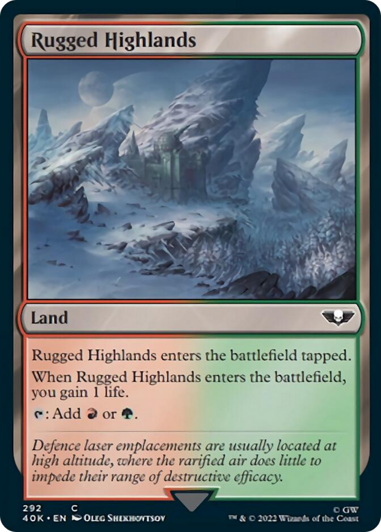 Rugged Highlands (Surge Foil) [Universes Beyond: Warhammer 40,000] | Jack's On Queen