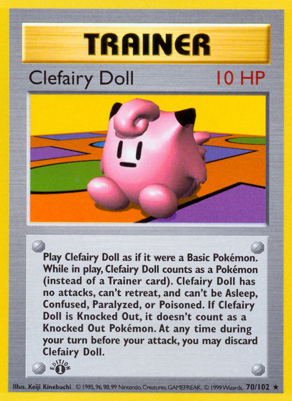 Clefairy Doll (70/102) (Shadowless) [Base Set 1st Edition] | Jack's On Queen