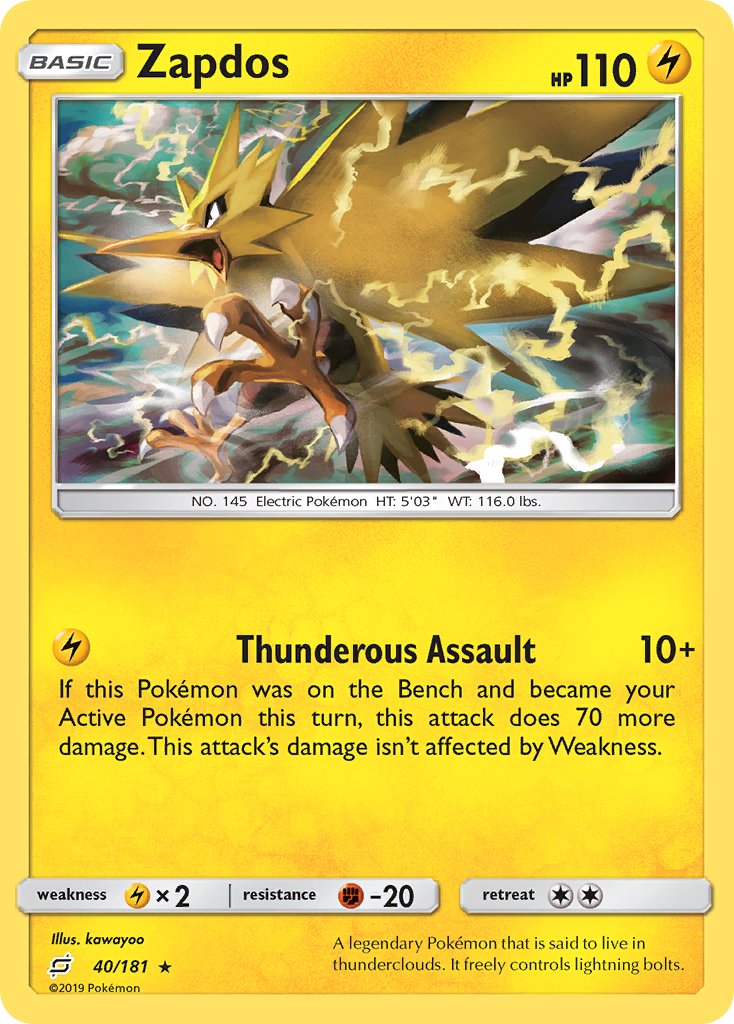 Zapdos (40/181) (Theme Deck Exclusive) [Sun & Moon: Team Up] | Jack's On Queen